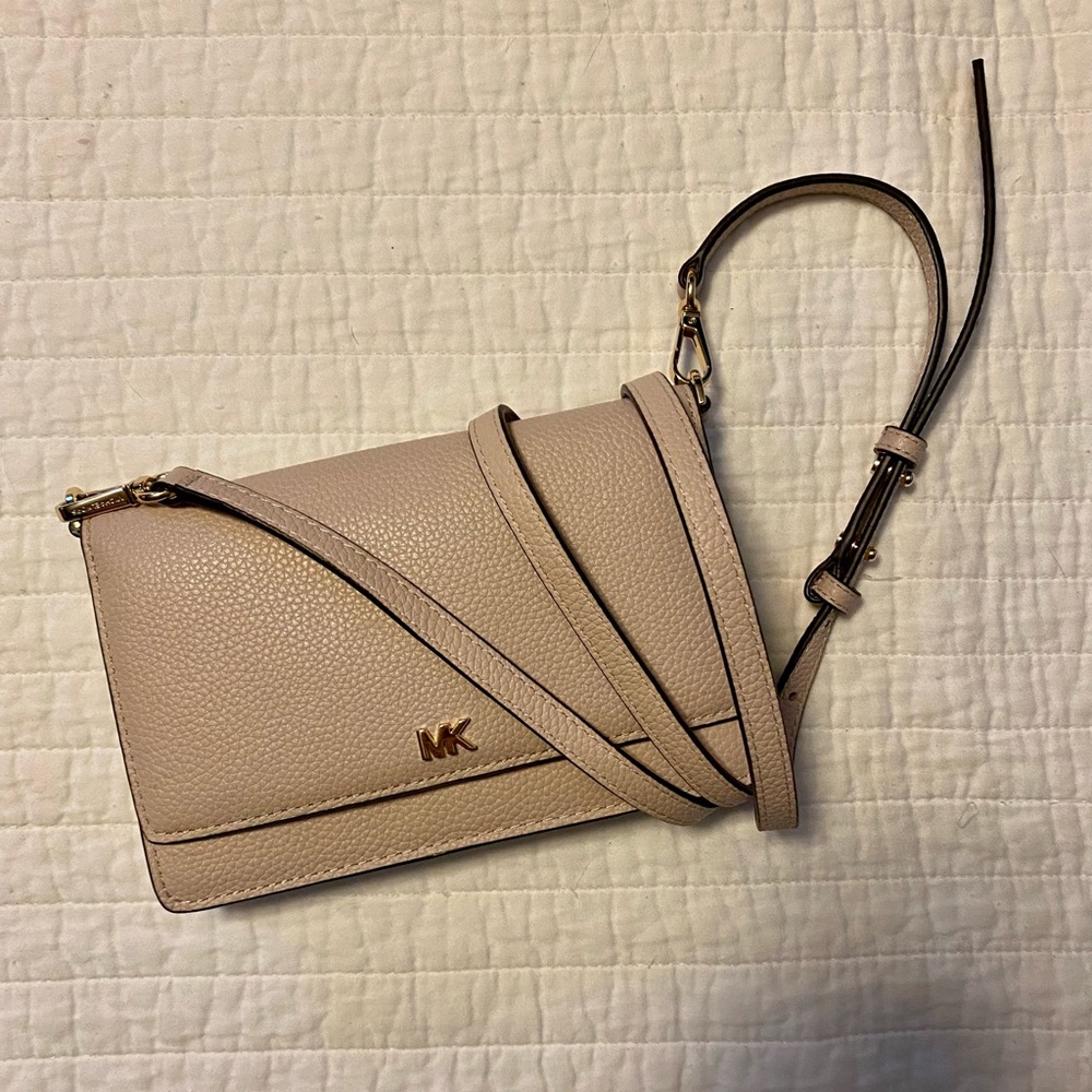 Michael Kors Pebbled Leather Convertible Crossbody Bag - Soft Pink
